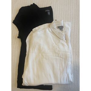 Cozy Chic Winter Bundle – White Button Tunic + Black Midi Dress (M)